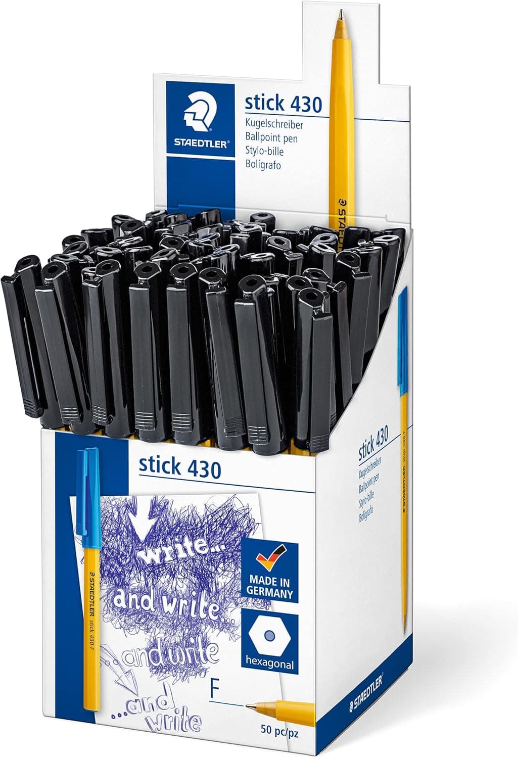 Staedtler 430F | Esferográfica preta ponta fina pack de 50 unidades