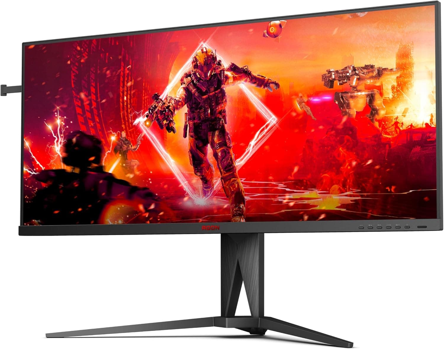 AOC AGON AG405UXC Monitor de jogos WQHD de 40, 144 Hz, 1 ms GtG, HDR400, FreeSync Prem., G-Sync comp., (3440 x 1440, HDMI, DisplayPort, USB-C (90 W PD), USB Hub) preto / vermelho