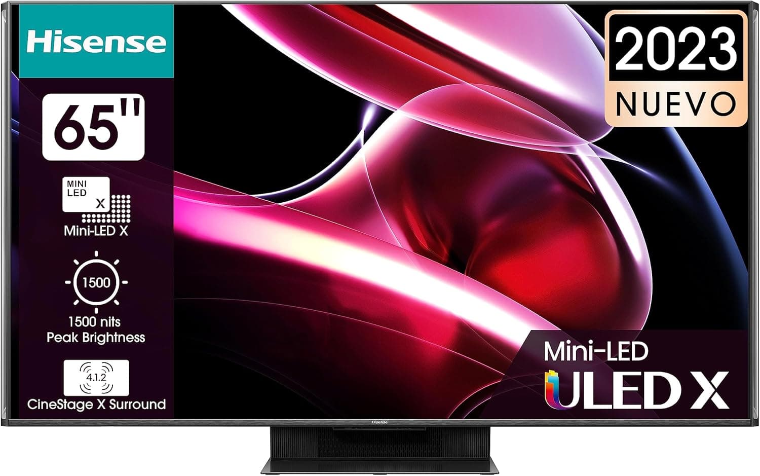 Hisense TV 65UXKQ Mini-LED Smart TV de 65 polegadas televisor, Quantum Dot Colour, 1500 zonas de controlo, som multicanal de 4,1,2, Dolby Vision IQ e Dolby Atmos, modo de jogo de 144 Hz (202333 Hz ) 