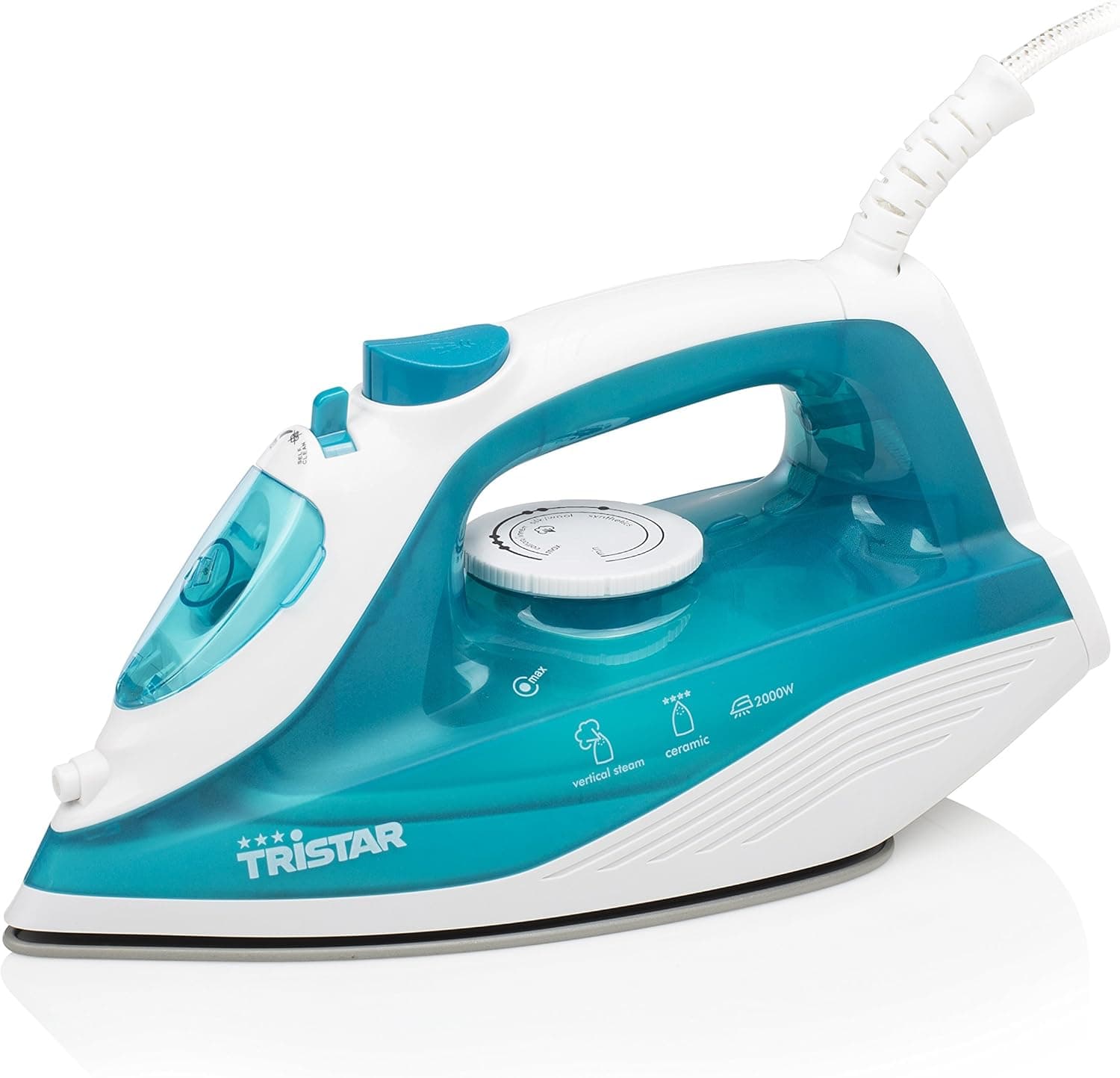 Tristar ST-8300 Ferro a vapor, pressão contínua de 16 g/min, função de auto-limpeza, sola de cerâmica, 2000 W