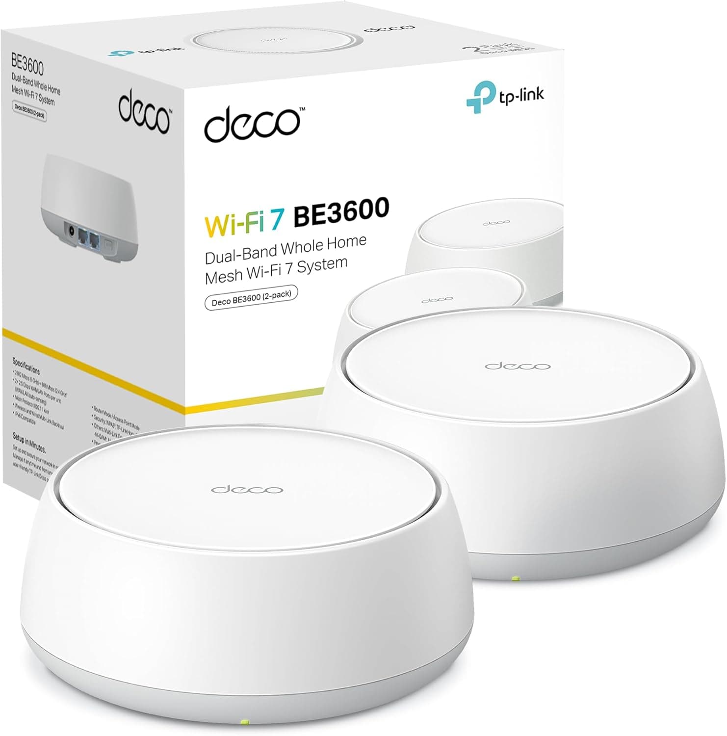 TP-Link Deco BE3600 | Sistema WiFi 7 Mesh tri-band com 2 unidades cobertura ampla até 6.6 Gbps e porta 2.5G