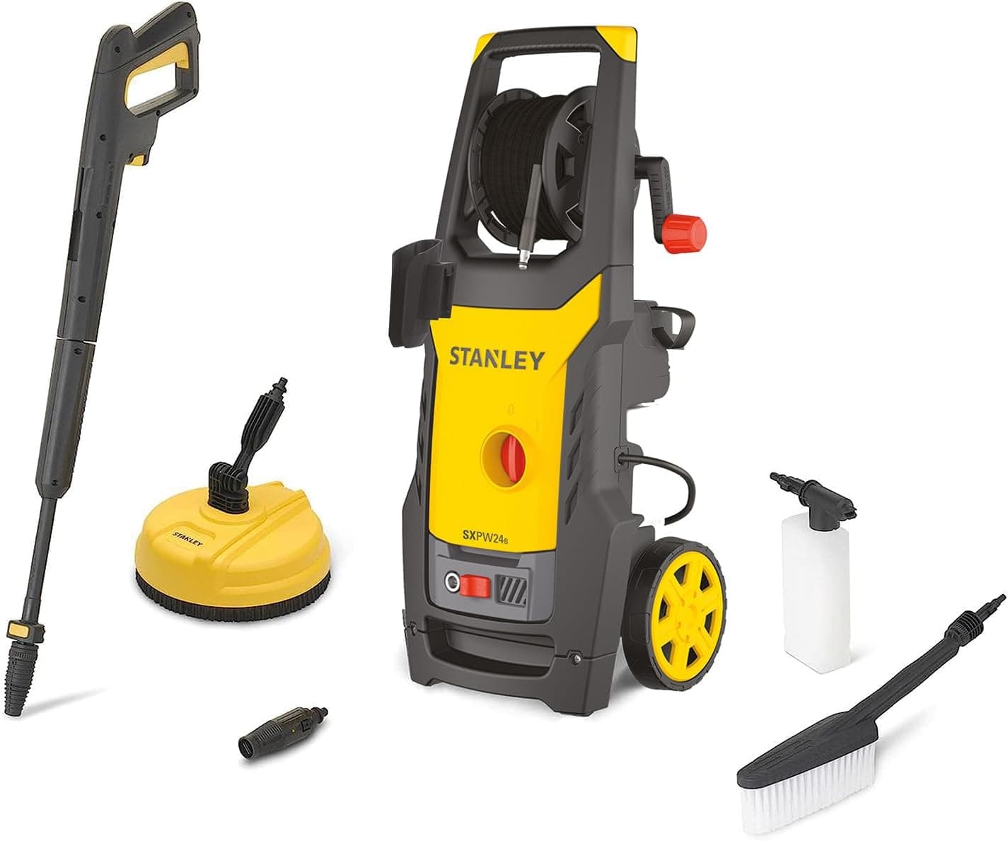 Stanley Hidro-limpeza SXPW24BX | alta pressão, para automóveis e superfícies exteriores, com máquina de lavar superfícies e escova fixa, pressão máxima. 170 bar | Fluxo máximo 500 l/h | Consumo 2400 W