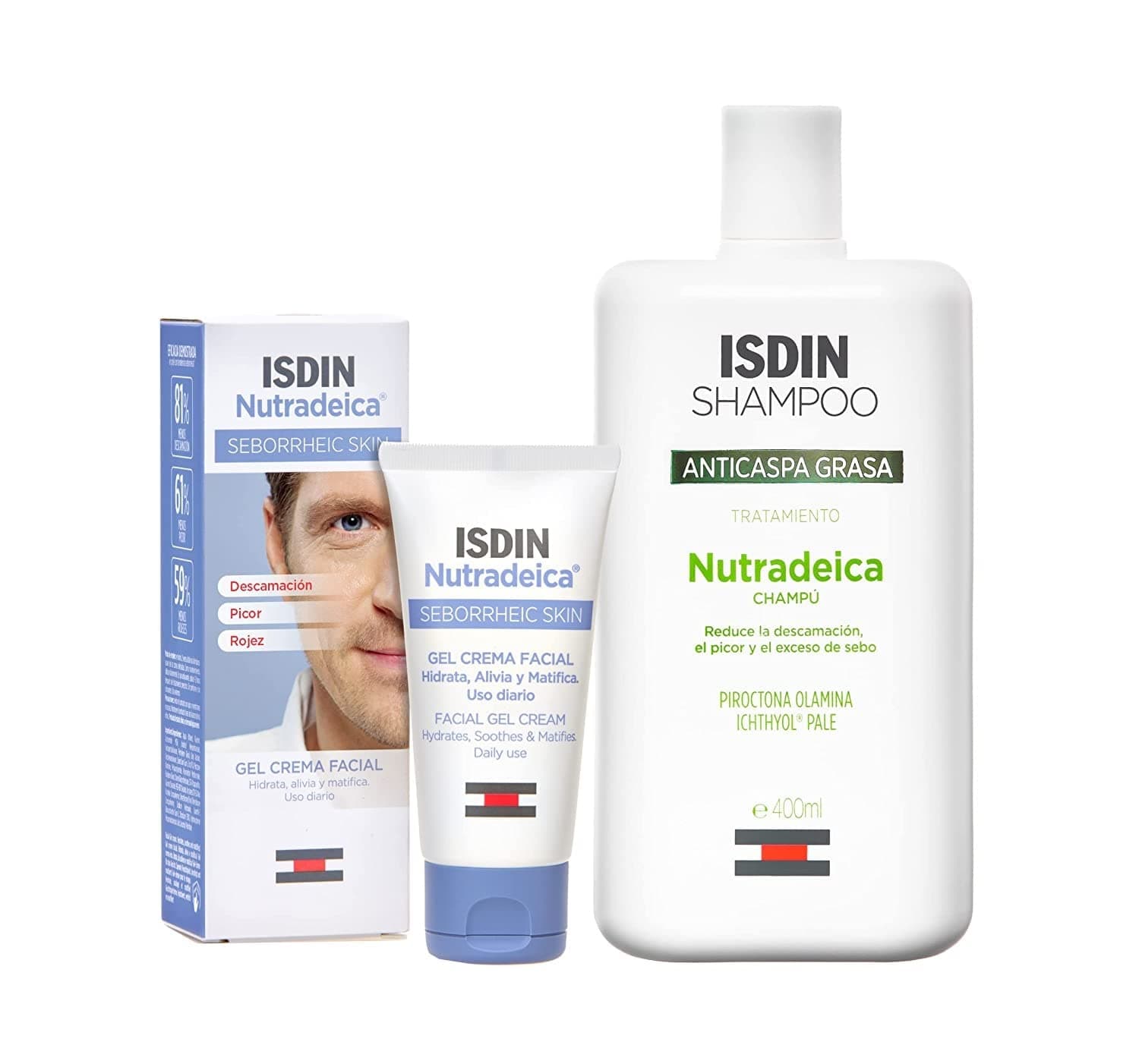 ISDIN PACK Pele Seborreica creme champô Nutradeica gel - creme facial 50 ml Nutradeica champô anti-caspagordura 200 ml