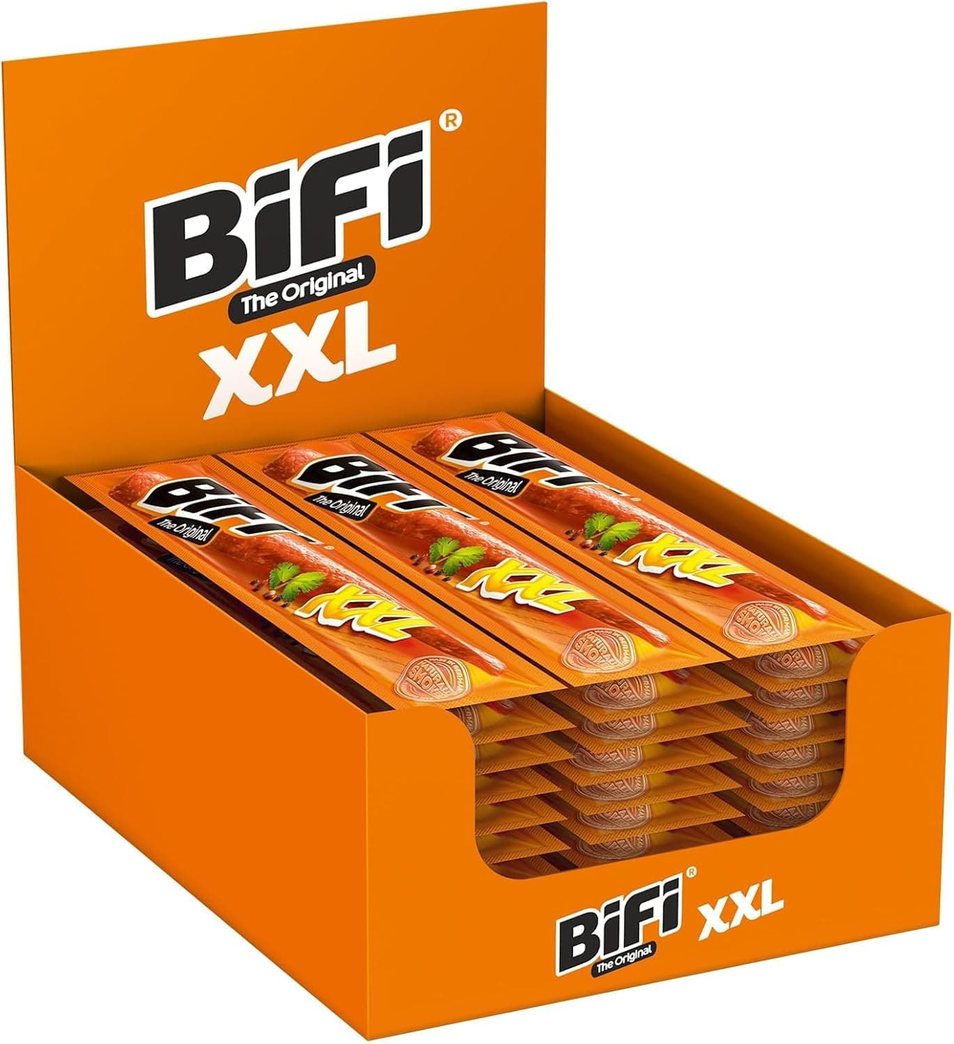 BiFi Original XXL | Caixa com 30 tiras de salame seco com pimenta, coentros e alho, 30 x 40 g