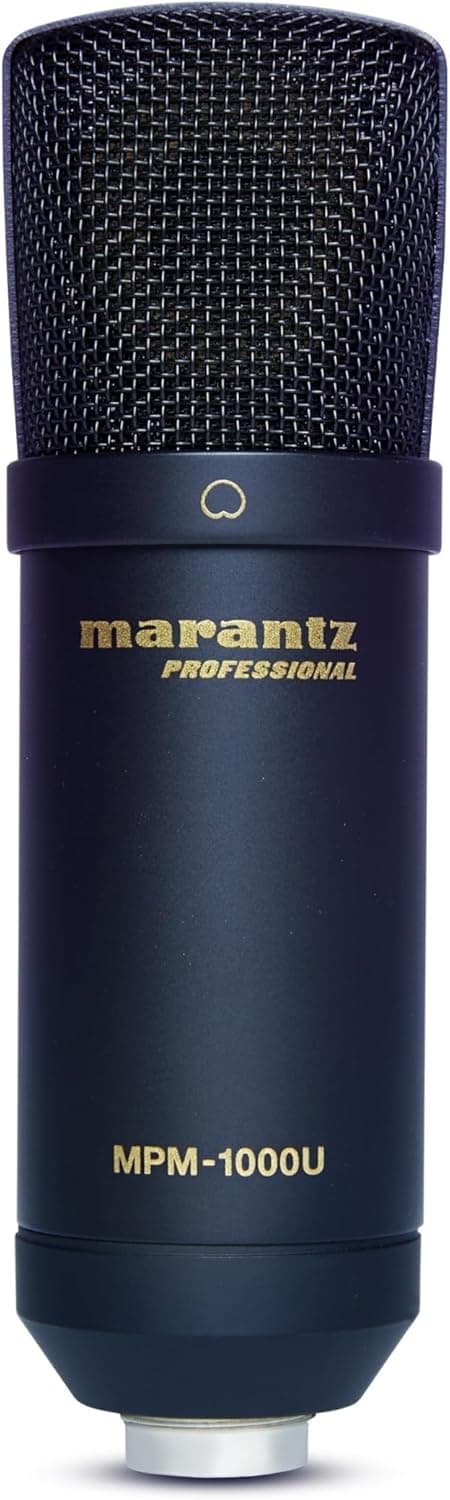 Marantz Pro MPM1000U – Microfone USB de condensador para estúdio com interface de áudio integrada, suporte, suporte de mesa e cabo, perfeito para a produção de podcasts, preto