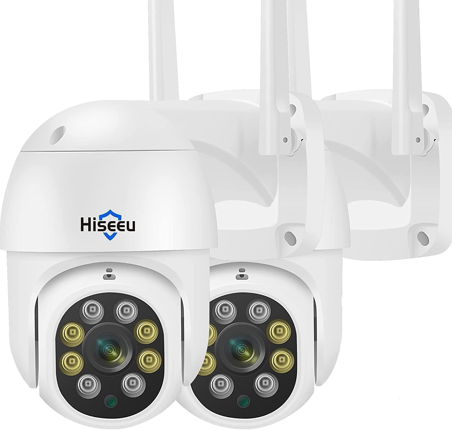 Hiseeu Outdoor 5MP | Câmara de vigilância WiFi exterior com rotação PTZ, visão noturna a cores e áudio bidirecional, pack de 2 unidades