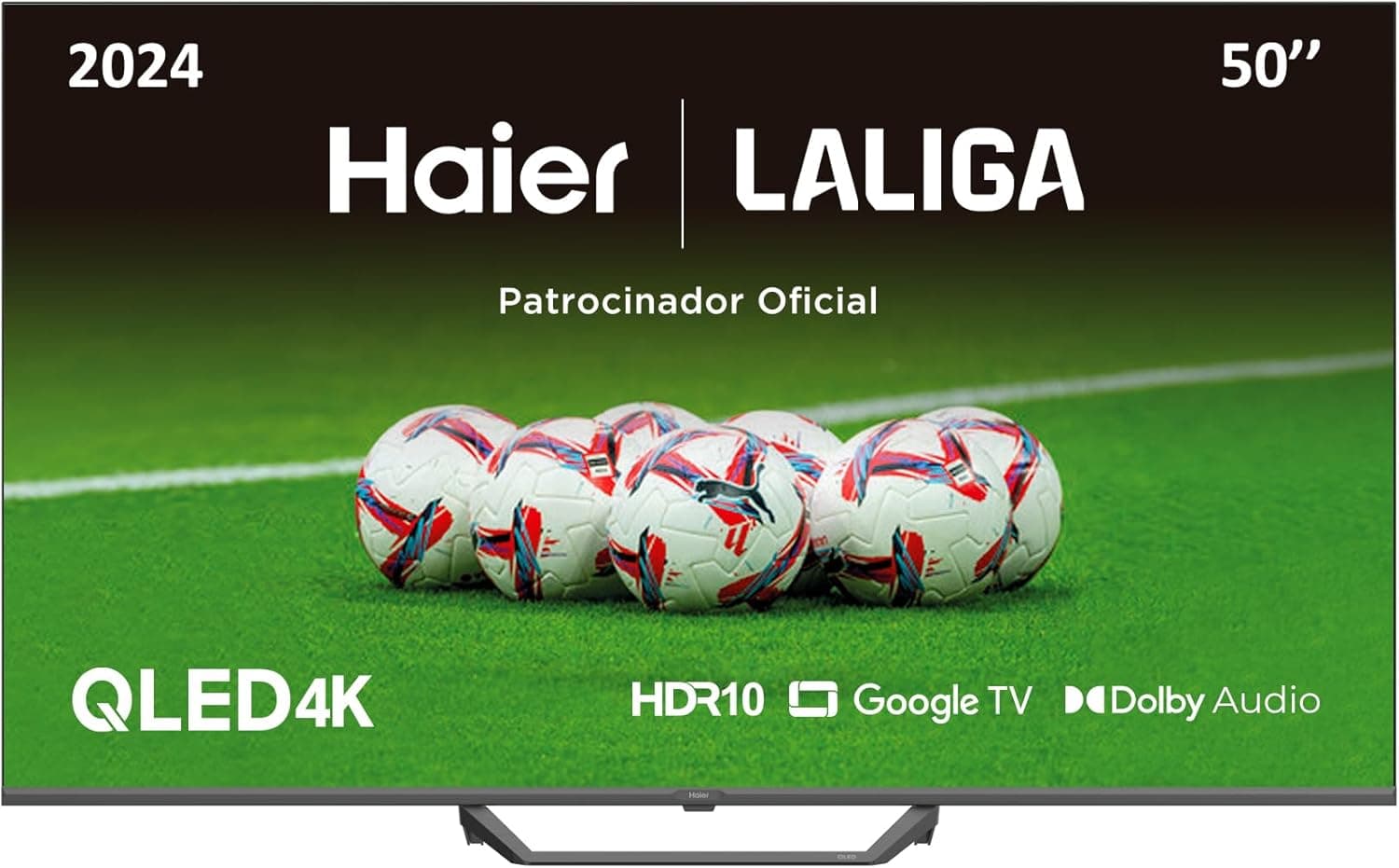 Haier QLED 4K UHD H50S80EUX Smart TV 50", Google TV, Dolby áudio, HDR 10, Smart Remote Control, Google Assistant, Bluetooth 5.1, DBX TV, HDMI 2.1 x 4, sem molduras, 2024