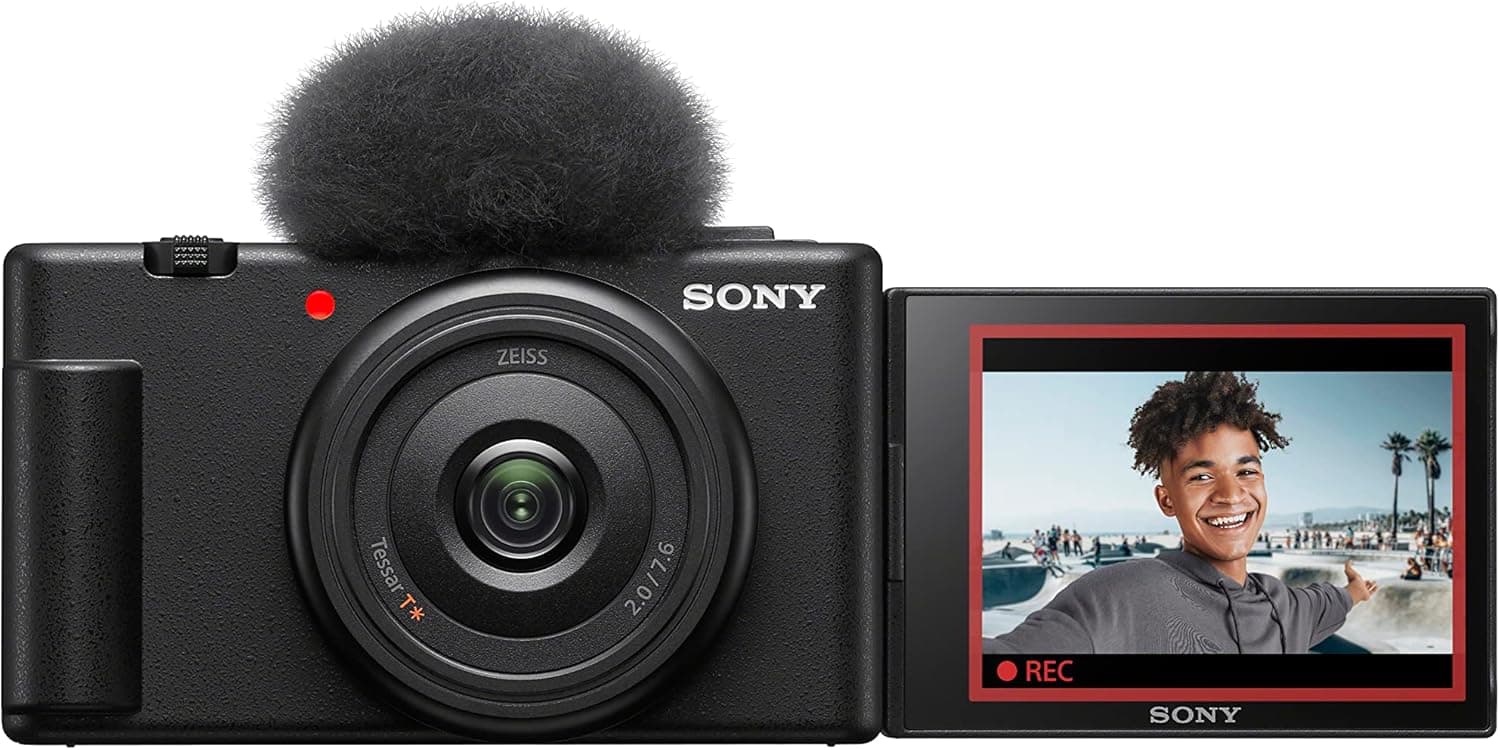 Sony ZV-1F Câmara digital, para Vlogs, com ecrã multiângulo, vídeo 4K, câmara lenta e funções para Vlog, preta
