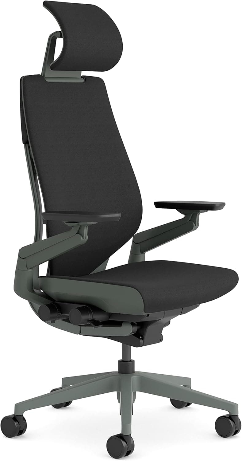 Steelcase Gesture, cadeira de escritório ergonómica com braços de 360º, suporte lombar e repousa cabeça reguláveis Ônix
