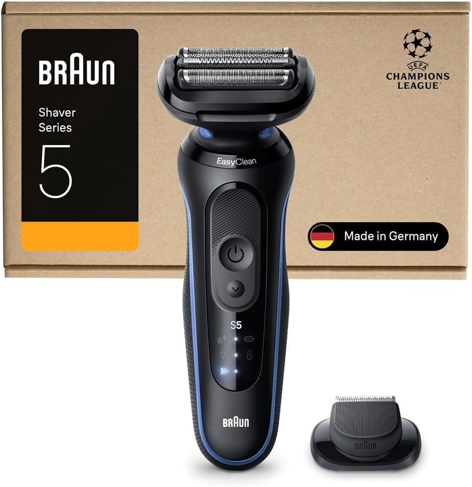 Braun Series 5 52-B1200SI | Máquina de barbear elétrica para homem com uso a seco e húmido e aparador de precisão