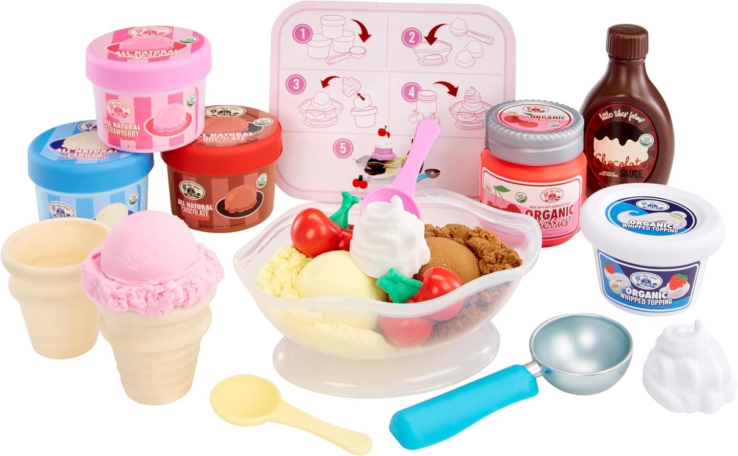 Little Tikes Creative Chefs Ice Cream Kit - com arena especial de jogo Make-It! Misto, 17 acessórios, conjunto de simulação realista, para meninos e meninas com mais de 3 anos, não é confortável