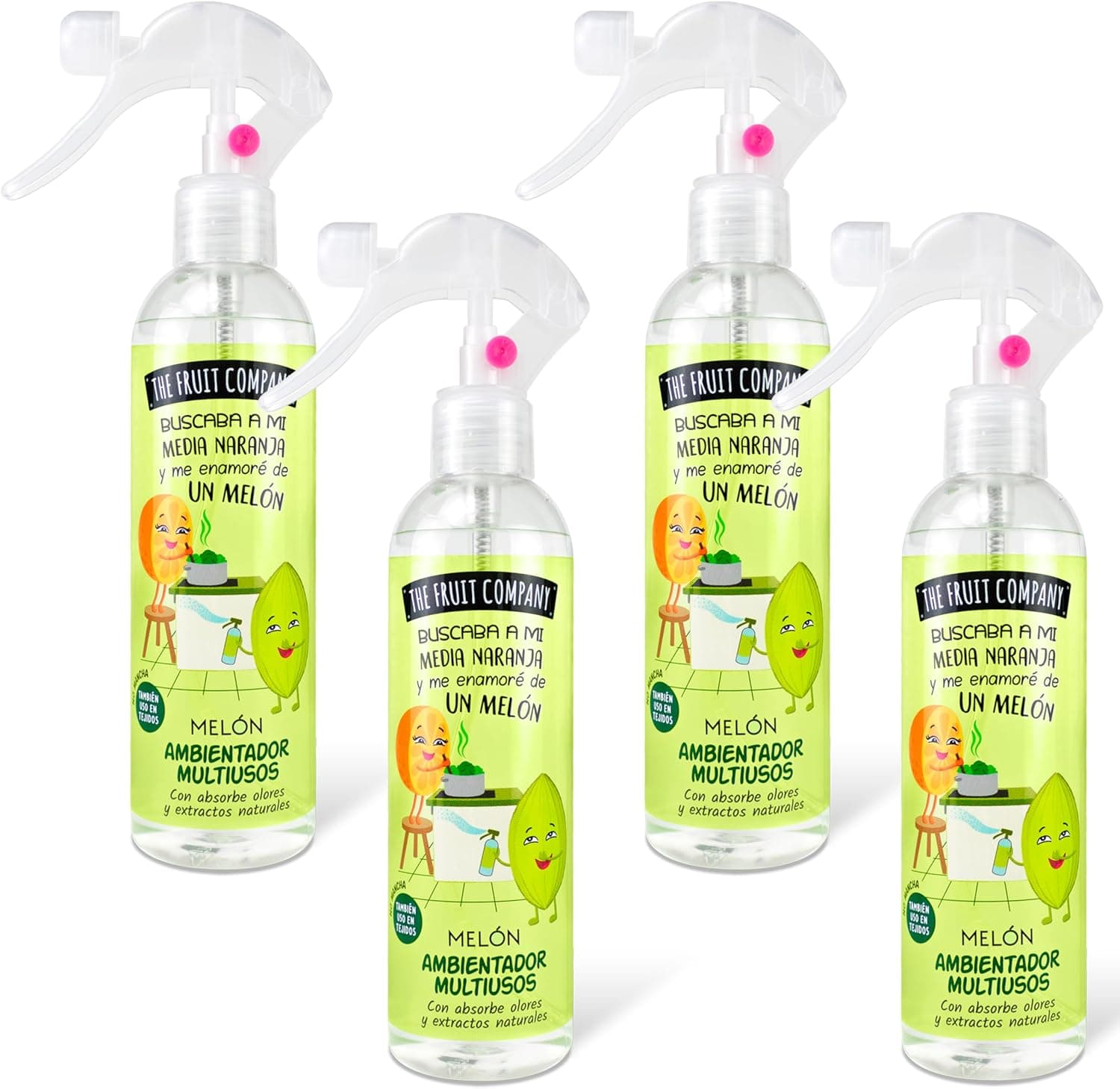 The Fruit Company - Ambientador em spray, melão, conjunto de 4 unidades de 250 ml (1000 ml)