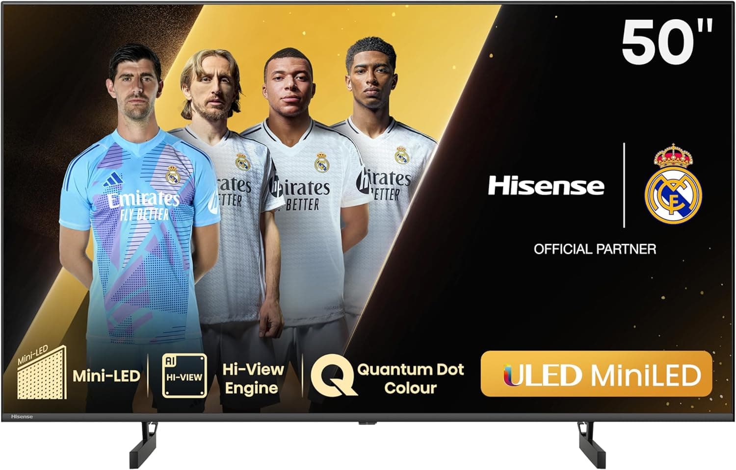 Hisense 50U6NQ Mini-LED TV, 50 polegadas, com Quantum Dot Colour, Full Array Local Dimming, modo de jogo 60 Hz VRR de 120 fps, Dolby Vision & Dolby Atmos, AirPlay, processador Hi-VRR iew Engine E