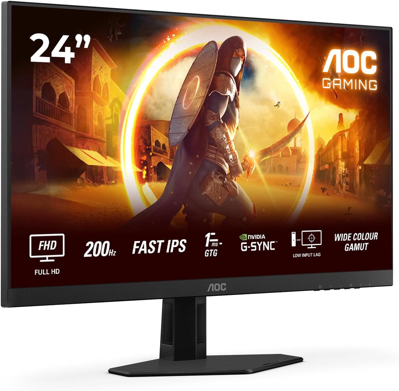 AOC 24G4HRE | Monitor gaming 24'' Full HD Fast IPS 200 Hz 1 ms HDR10 com colunas