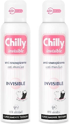 Chilly Invisible | Desodorizante em spray invisível, 150 ml x 2