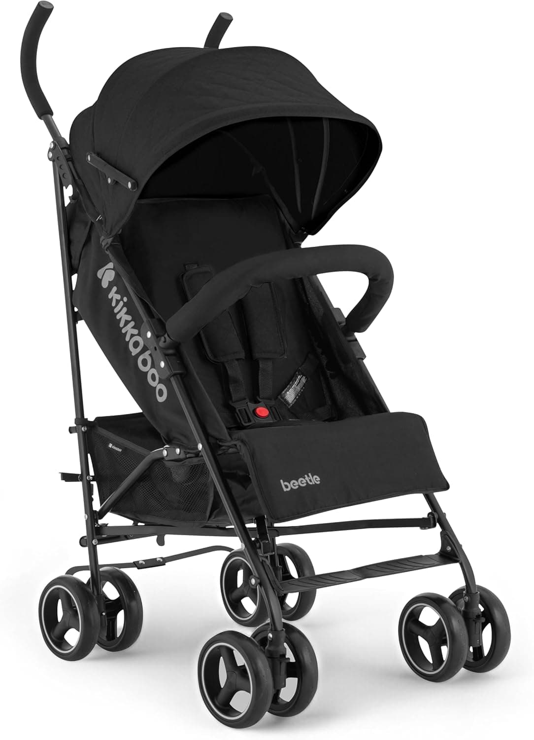 KikkaBoo Cadeira de passeio BEETLE, carrinho até 22 kg, dobrado, leve e compacto, preto