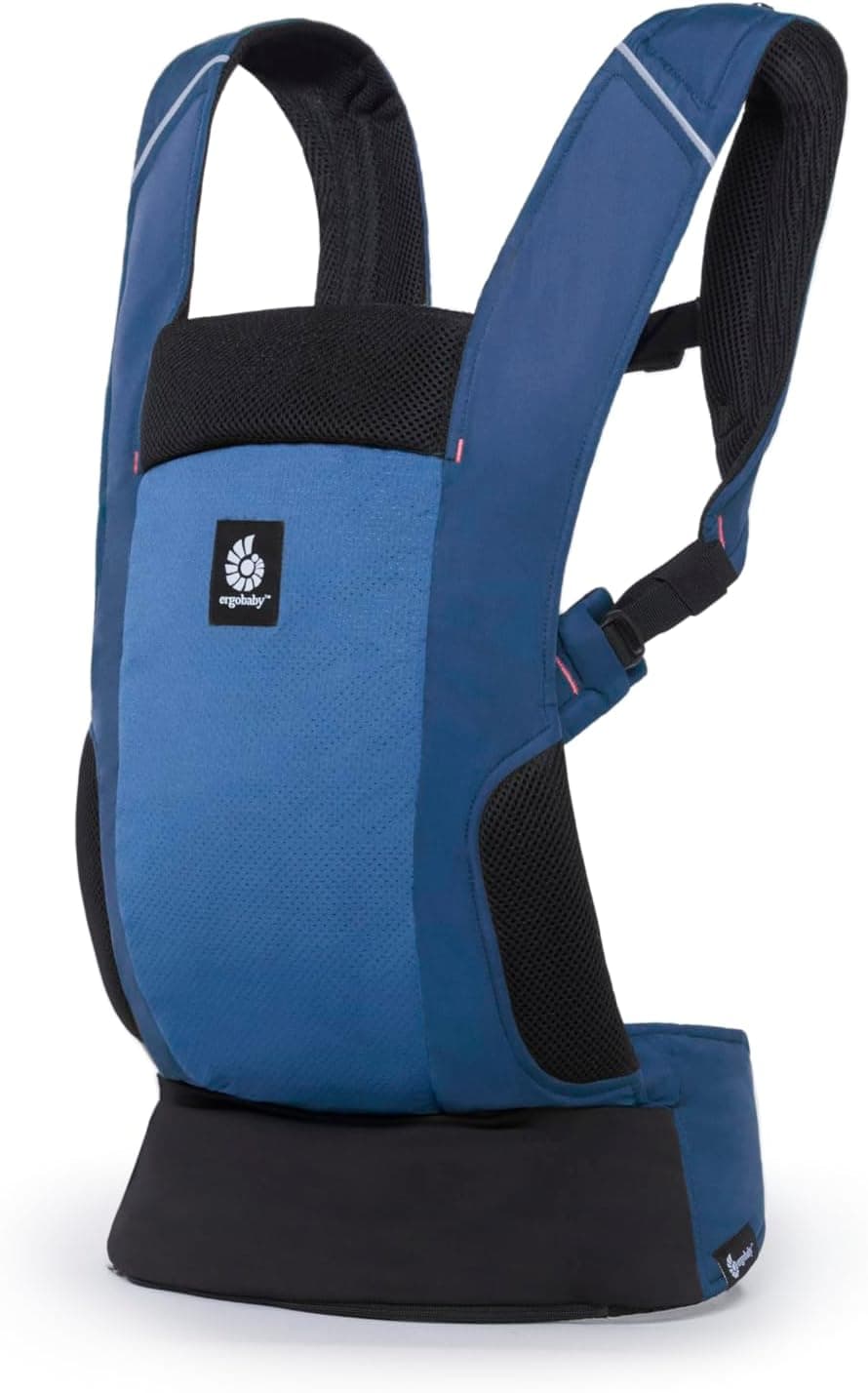 Ergobaby Porta-bebés Away, porta-bebés de viagem para bebés e crianças pequenas (5,4 - 15,9 kg), porta-bebés ventral e porta-bebés dorsal de 2 posições, Midnight Blue
