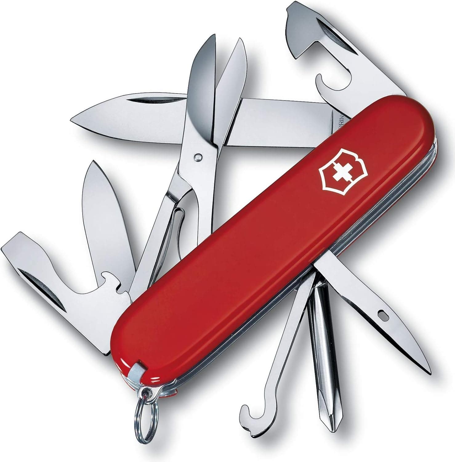 Victorinox Super Tinker, navalha multiusos suíça com 14 funções, incluindo tesouras e chave de fendas Phillips, vermelho B1