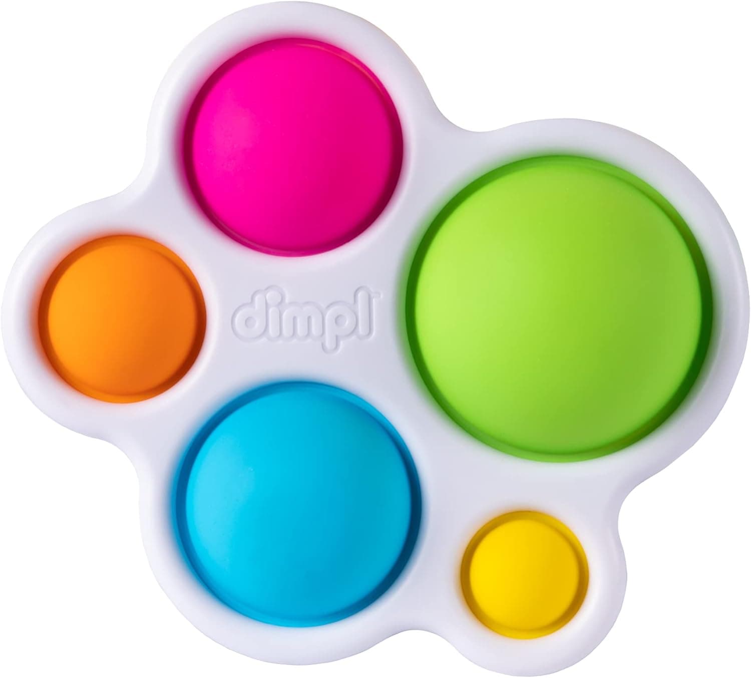 Fat Brain Toys Dimpl | Brinquedo sensorial com 5 bolhas de silicone coloridas para desenvolvimento motor de bebés e crianças