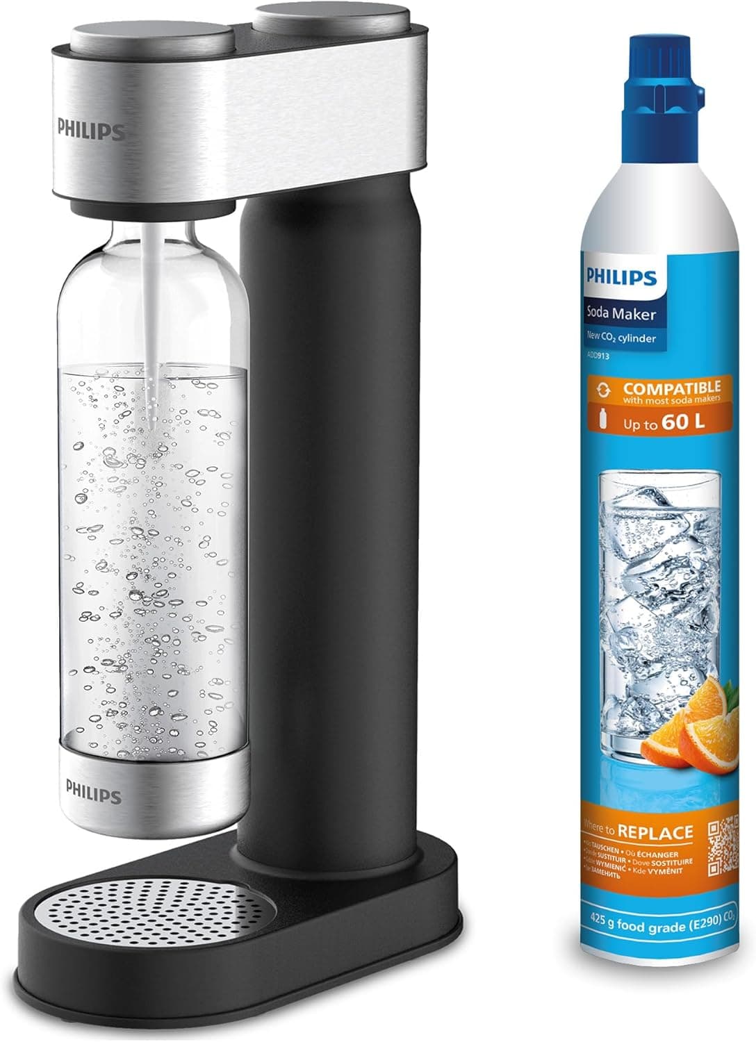 Philips Water ADD4902BK / 10 GoZero Máquina de água com gás, plástico, 1 litro, preto
