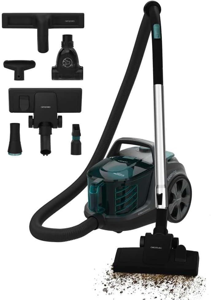 Cecotec Aspirador com cabo sem saco de trenó Conga Rockstar Cyclonic XL ProAnimal. 900 W e 20 kPa, Ciclónico sem malas, Capacidade 2,8 L, Filtro duplo HEPA, Tubo de metal, Acessório para animais