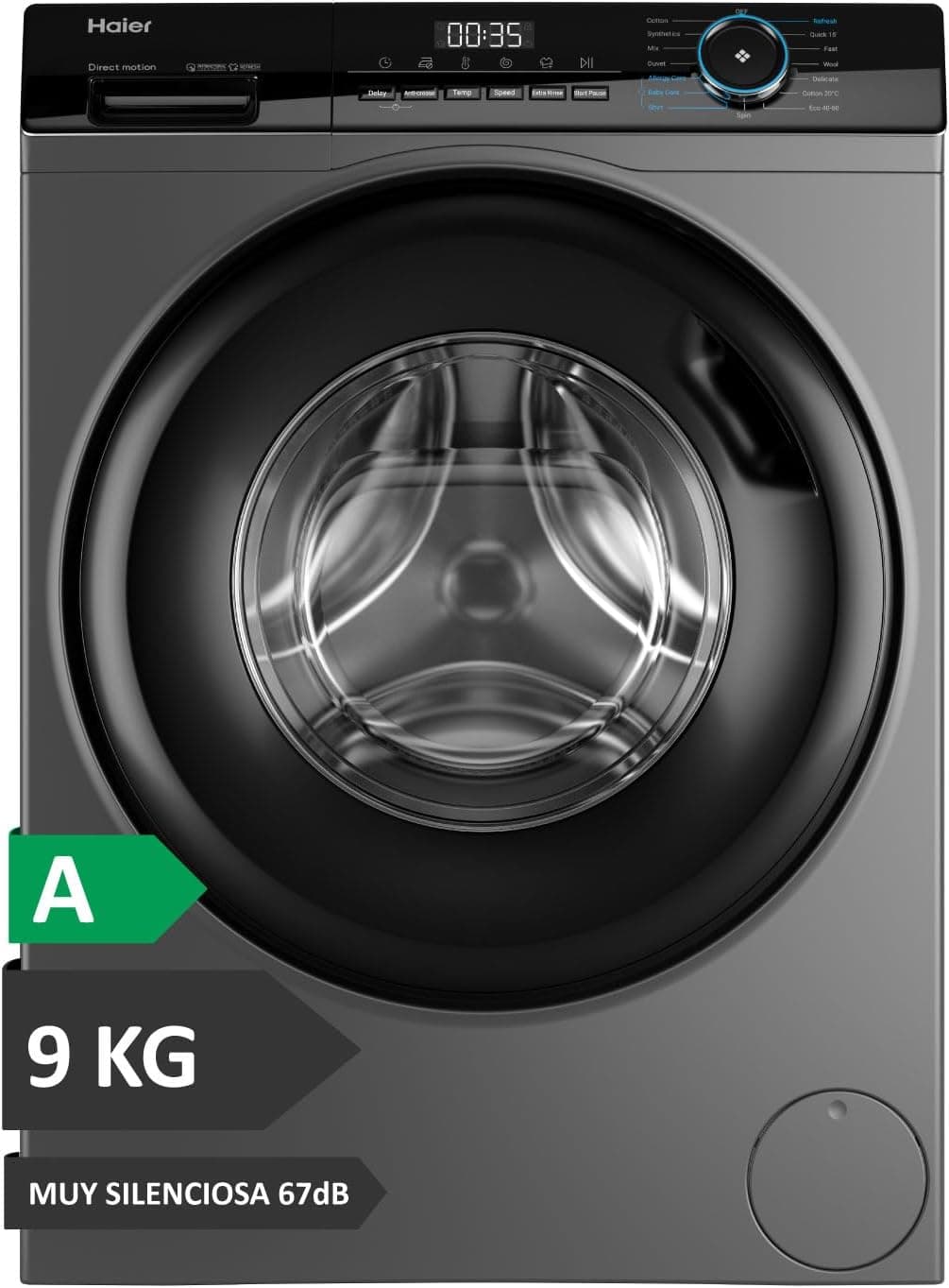 Haier I-Pro Series 3 HW90-B149398S-IB | Máquina de lavar roupa frontal 9 kg com função vapor e motor Direct Motion