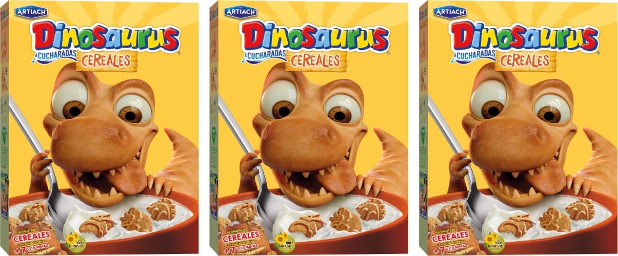 Artiach Bolacha dinossauro para colheres de sopa cereais, 320 g x 3