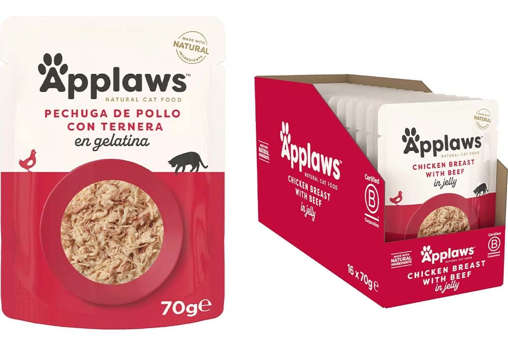 Applaws Naural Cat Food Pouches Chicken with Beef in Jelly - 16 x 70g