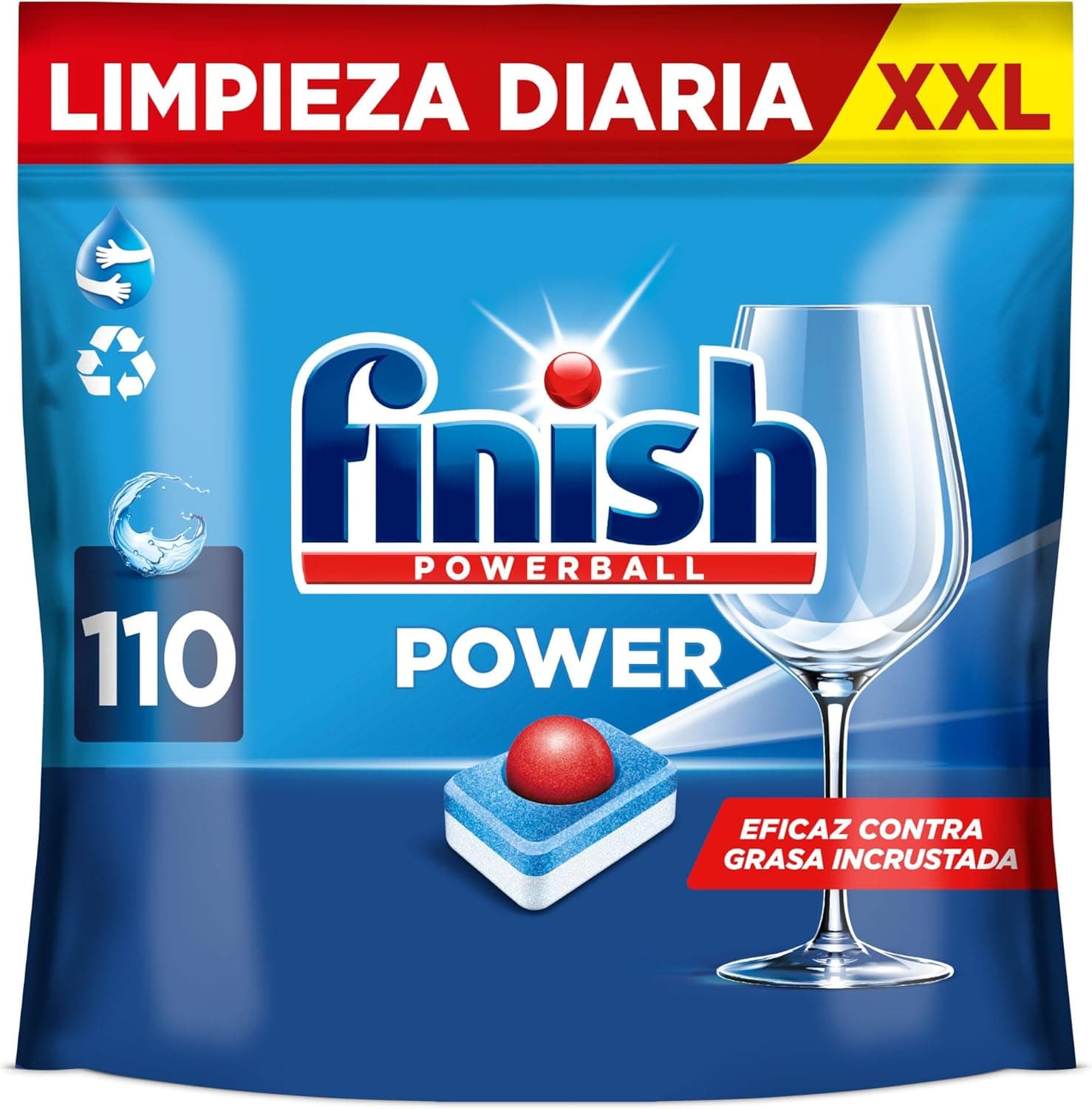 Finish Powerball Power All in 1 Pastilhas para máquina de lavar loiça tudo-em-um – Pack poupança de 110 unidades