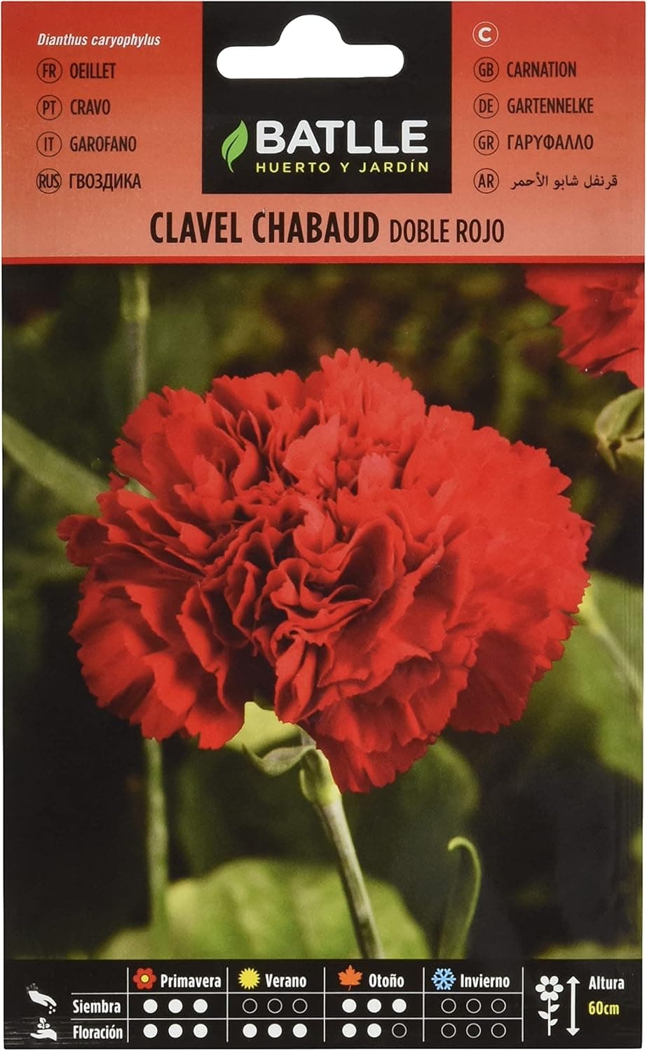 Semillas Batlle Carnation Chabaud Red | Sementes de cravo vermelho para jardim