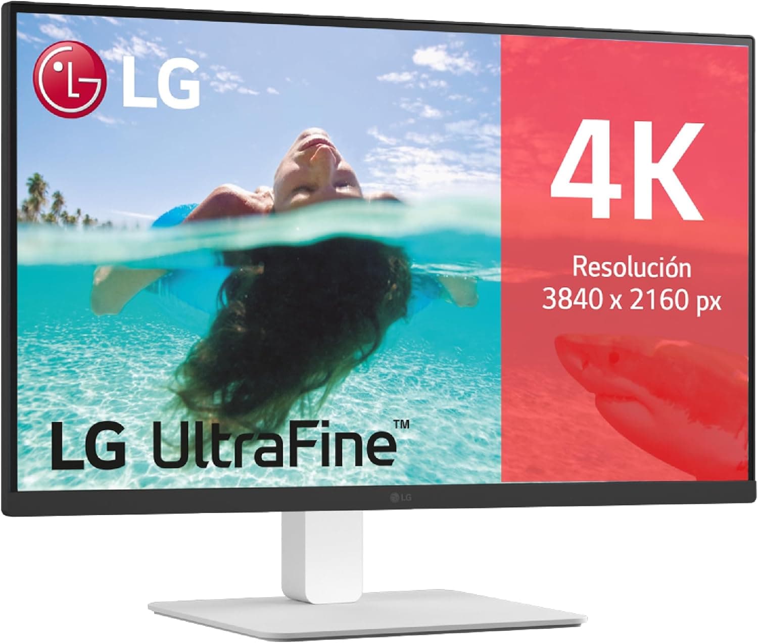 LG 27US550-W Monitor 4K UltraHD, 27 polegadas, IPS, 3840 x 2160, HDMIx2 2.0, SuperResolution+, classificação F, ajuste de posição, 60 Hz, 5 ms, branco