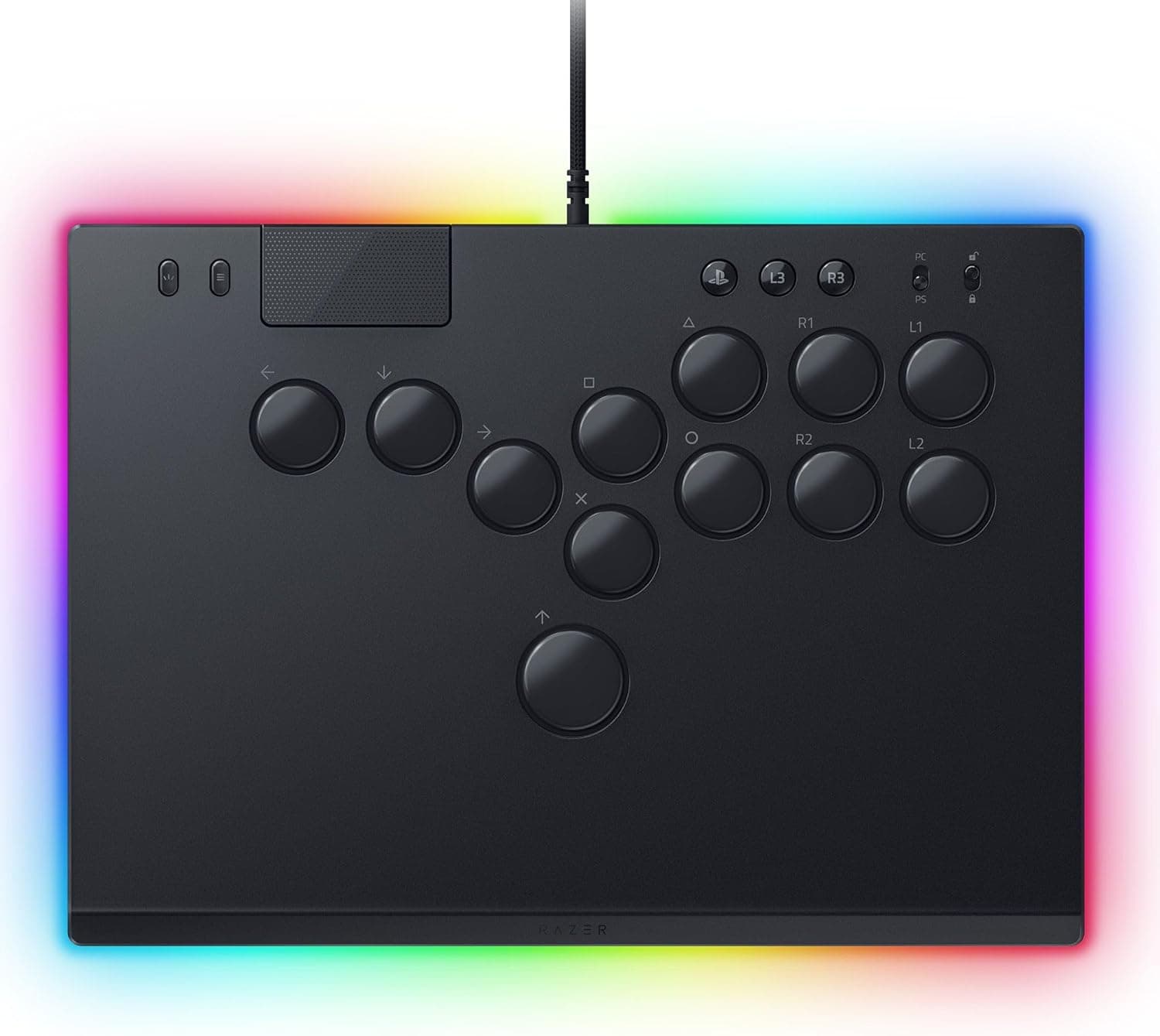 Razer Kitsune Controlo de arcade ótico com vários botões para PS5 e PC (disposição precisa dos botões de movimento quádruplo, interruptores ópticos lineares Razer) preto