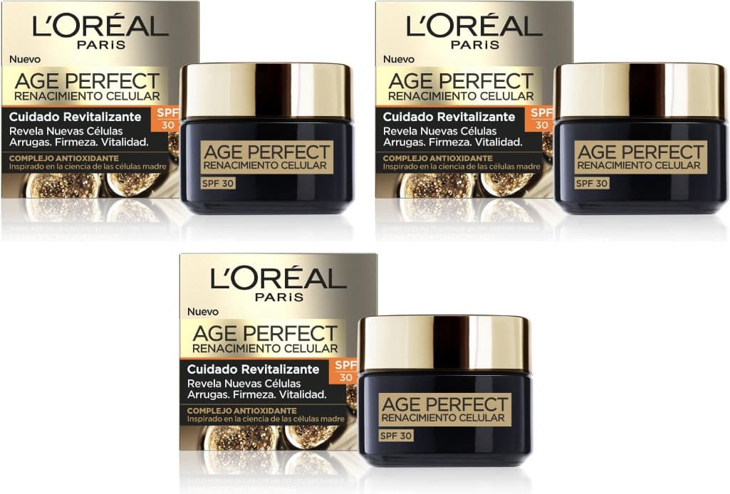L'Oréal Paris Age Perfect Renascimento Celular | Creme de dia regenerador com SPF30 e complexo antioxidante, 50 ml x 3