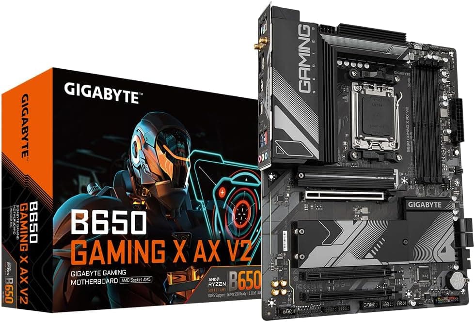GIGABYTE B650 Gaming X AX V2 Placa base - AMD Ryzen série 9000, VRM de 8 2 + 2 Fases, até 8000 MHz DDR5 (OC), 1 x PCIe 5,0 + 2 x PCIe 4,0 M,2, LAN 2,5 GbE, W iFi 6E, USB 3.2 Gen 2