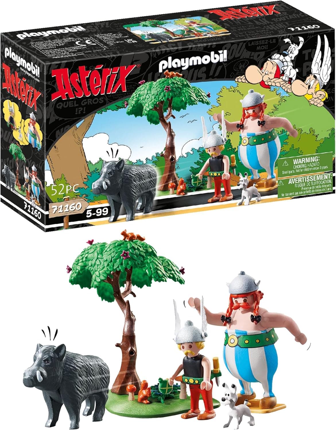PLAYMOBIL 71160 Astérix a caça do javali com árvore giratória, brinquedo para crianças a partir de 5 anos, multicolorido