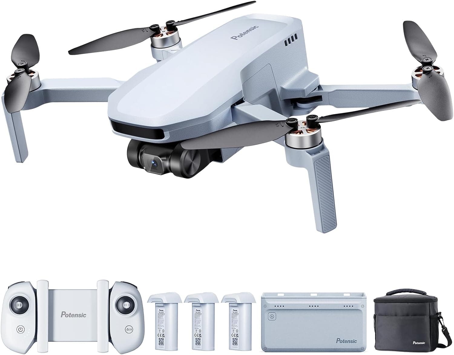 Potensic ATOM SE Combo 4K GPS Dron, transmissão 4 KM <249 g, 3 baterias e HUB de carregamento, 93 m de voo, EIS: Tecnologia ShakeVanish, velocidade máxima 16 m/s, drone com saco para adulto iniciante,
