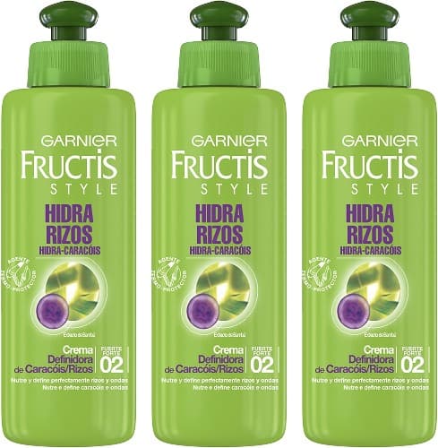Garnier Fructis Style Hidra caracóis creme definição forte número 2 tratamento empilhar, preto, 200 ml x 3