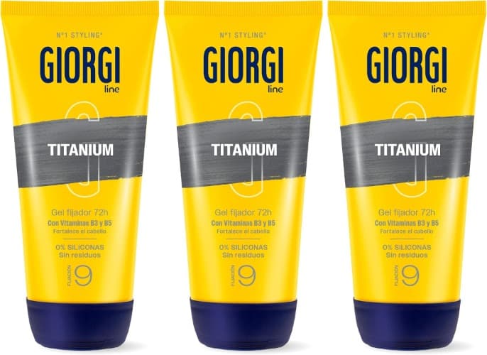 Giorgi Line - Gel fixador Absolut Titanium, 0% silicone, fixação e vida útil 48h sem resíduos, acabamento ultra - resistente e leve, fixação 5 - 170 ml x 3