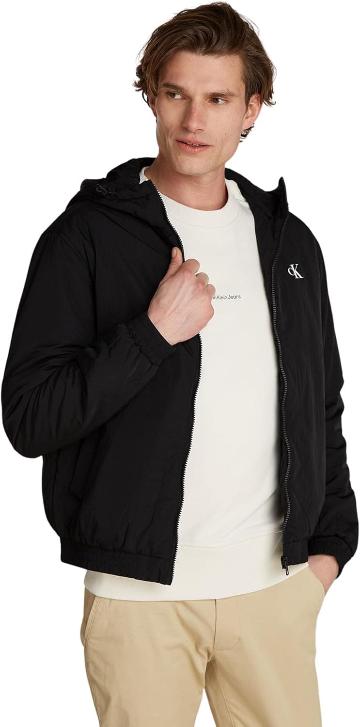 Calvin Klein Jeans Casaco de homem almofadado Hooded casaco de entre-tempo