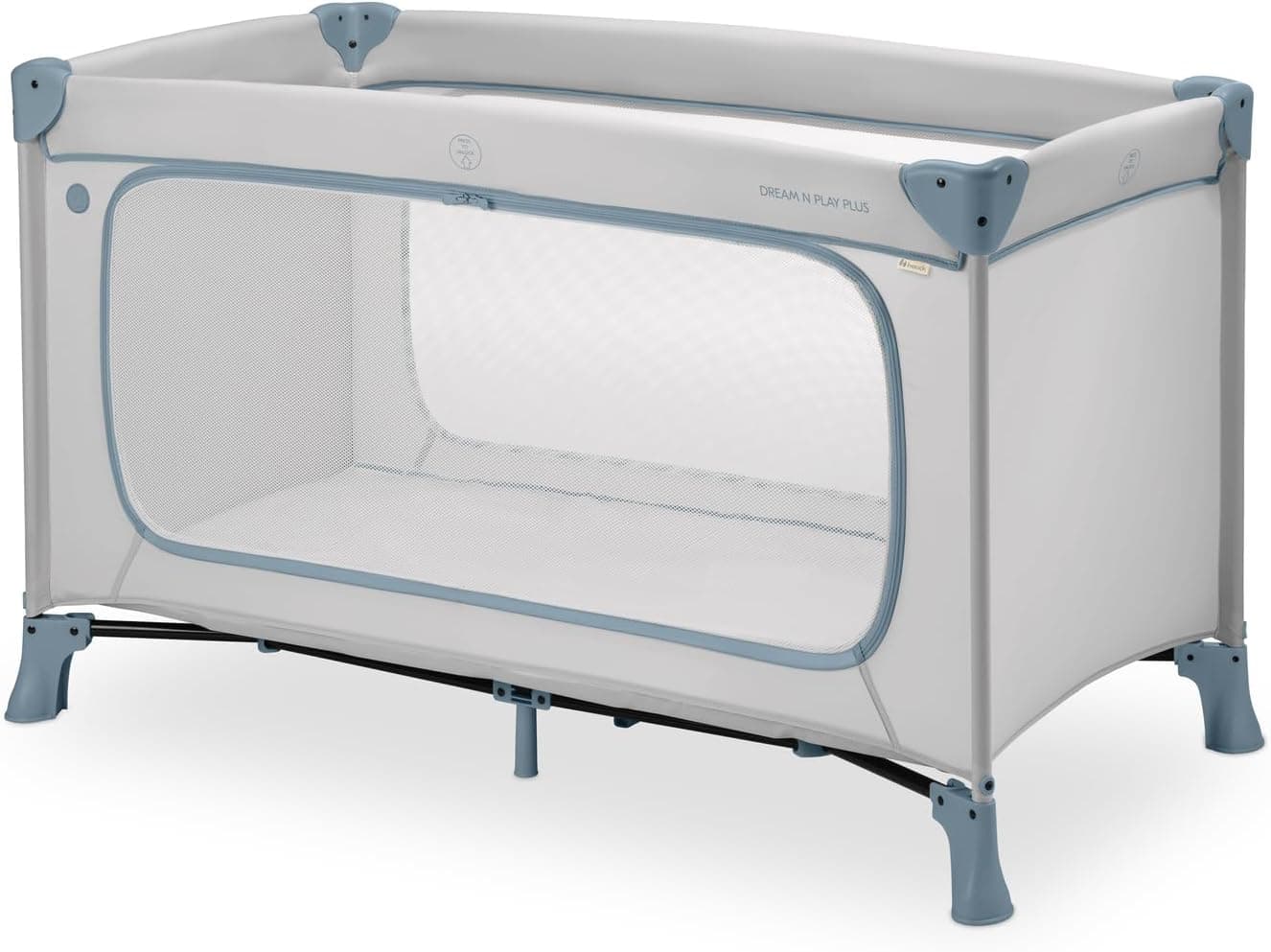 hauck Dream N Play Plus Berço de viagem para bebé, parque infantil bebé desde o nascimento, berço bebé viagem com saco de transporte, parque de bebé dobrável, compacto - Dusty Blue