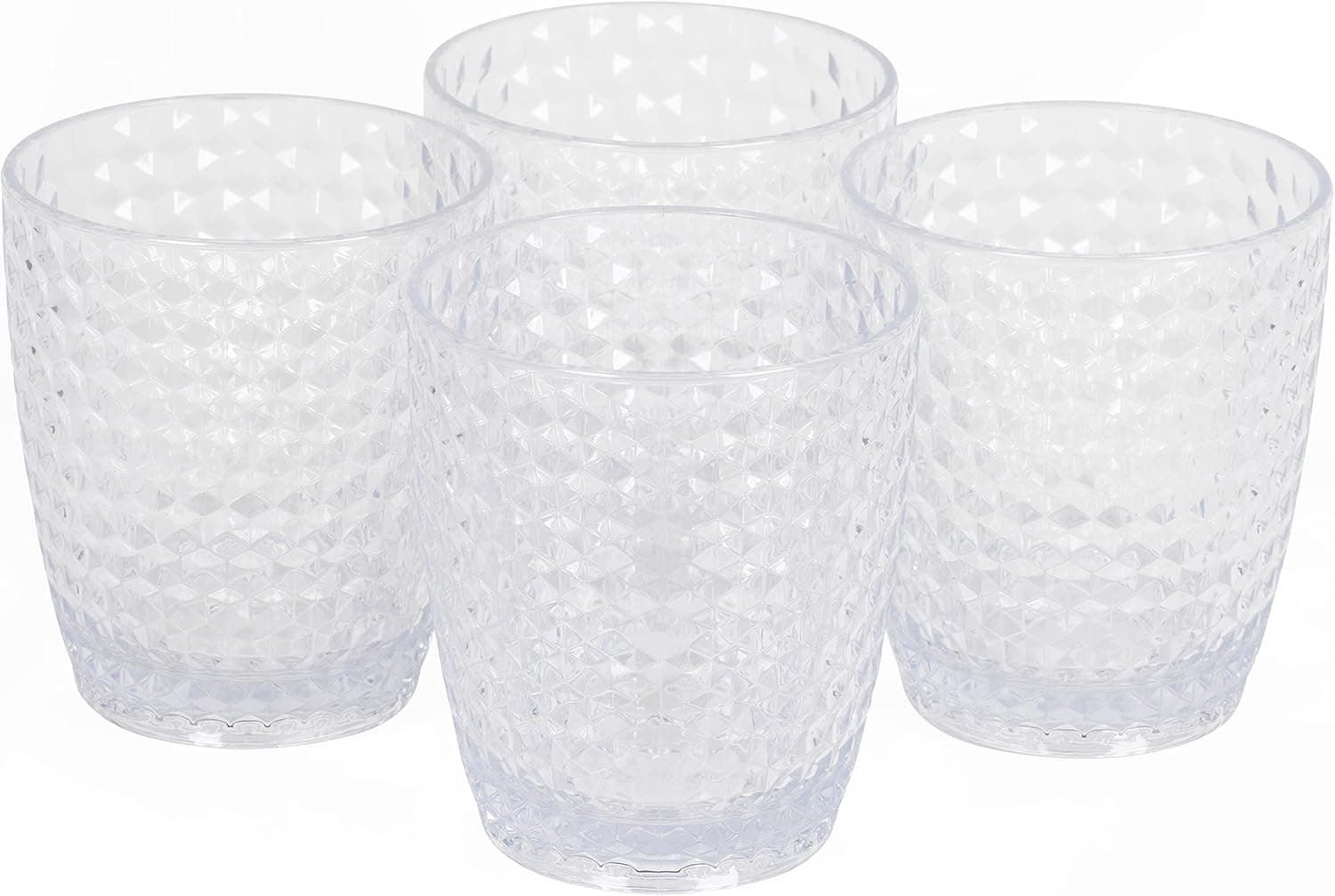 CAMBRIDGE CM07654EU7 Fete copos com design de diamante, conjunto de 4 peças, copos de plástico sem BPA para exteriores, festas, casas de férias, piqueniques, adequados para uso infantil, transparentes