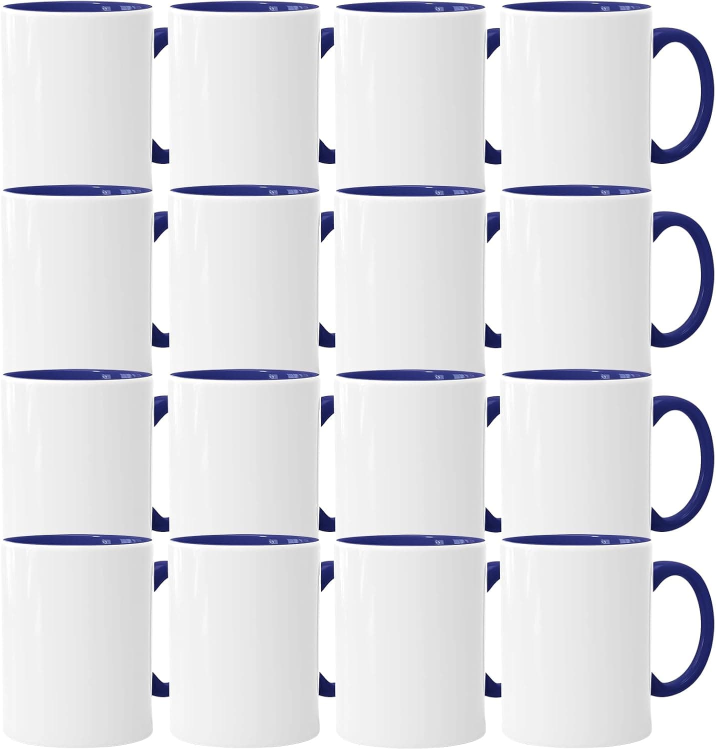 Acen Merchandise Canecas de sublimação sem impressão de alta qualidade | Cerâmica Inzeln ou em jogo, copos de sublimação com tinta (252 unidades, interior e alça azul escura)