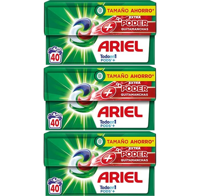 Ariel All-in-One Detergente máquina de lavar líquido em cápsulas/comprimidos, 40 lavagens x 3
