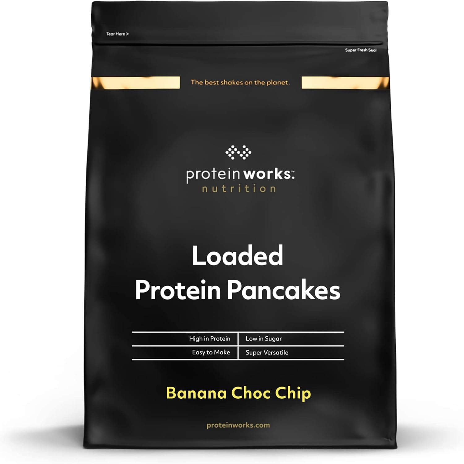 THE PROTEIN WORKS Loaded Protein Pancakes | Preparado de panquecas com alto teor de proteína sabor banana e pepitas de chocolate 500 g