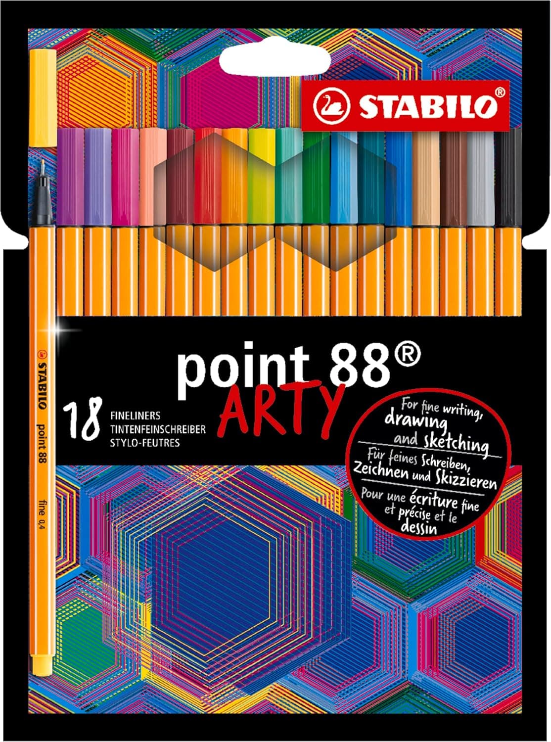 STABILO Point 88 | Estojo ARTY com 18 marcadores de ponta fina em cores sortidas