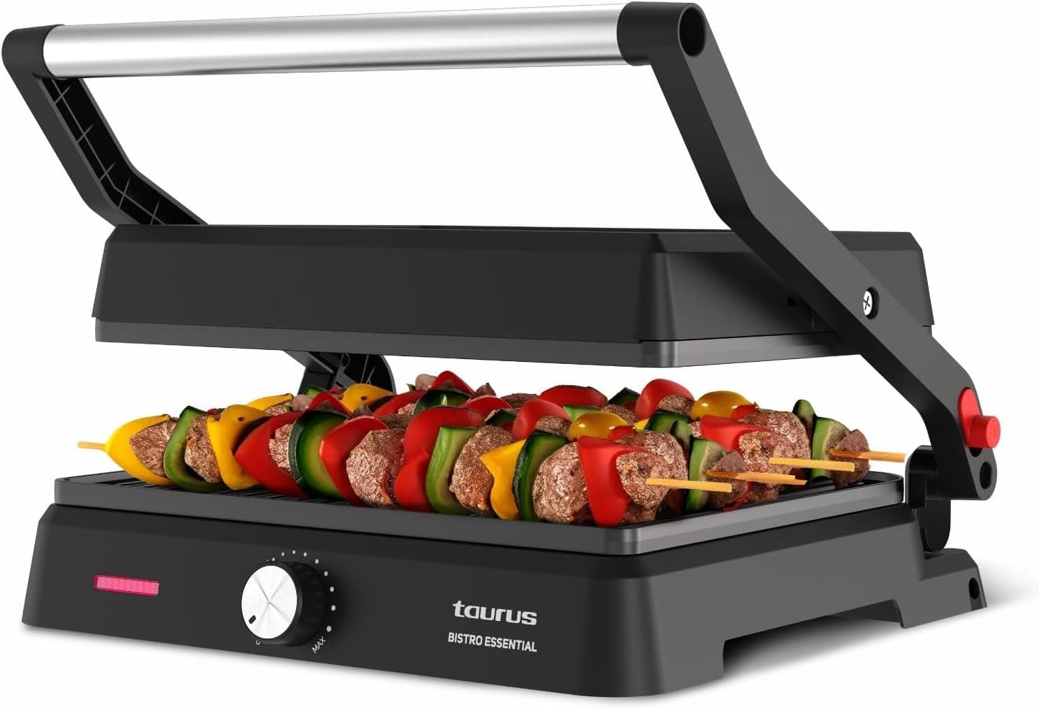 Taurus - Grill essencial 2600 W | 2 em 1: Grill e passar a ferro, placas Stair System 29 x 23 cm, revestimento anti-aderentes sem PFOA, bandeja de recolha de gorduras, termóstato ajustável, Cool Touch