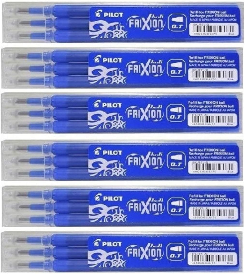Peças de reposição para canetas Pilot azul Frixion - ponta redonda apagável, 18 peças de reposição tinta BLS-FR7