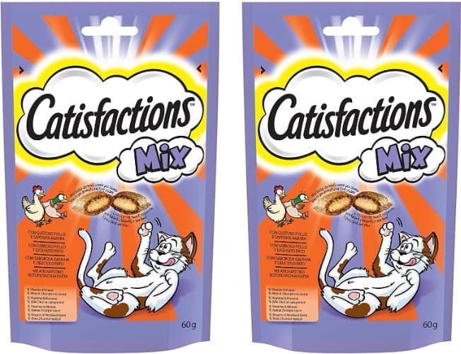 Catisfactions Prémios para gatos, sabor misto de frango e pato (embalagem de 6 x 60 g)