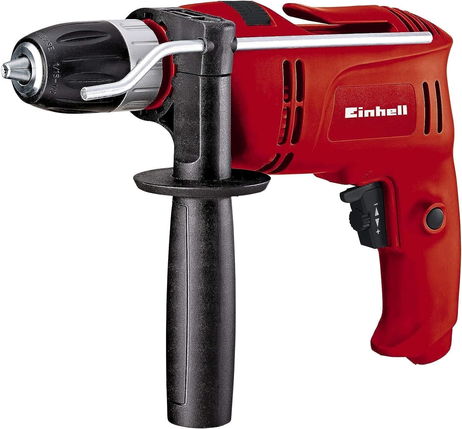 Einhell Broca de percussão elétrica com cabo - TC-ID 650 E. 650 W, 240 V, 2600 RPM, 2 funções: perfuração e berbequim de percussão. Controlo de velocidade. Com gancho para cinto