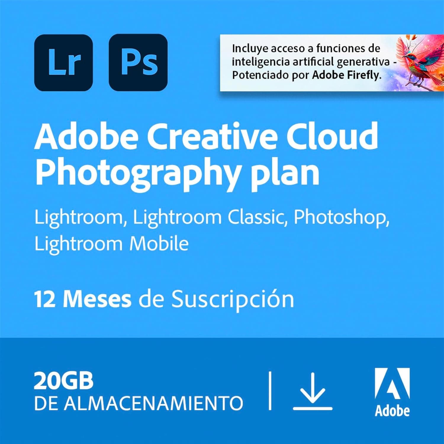 Plano de fotografia da Creative Cloud com 20 GB | 1 ano | PC/Mac |Digital Download